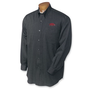 Arkansas Razorbacks Men's LS Nailshead Sport Shirt - Black